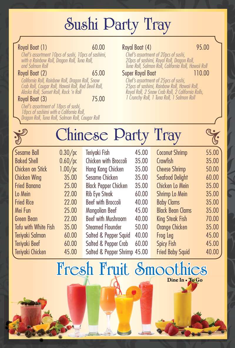 Royal Buffet Hoffman Estates Menu